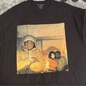 EEM TRIPLIN Kim K Black Graphic T-Shirt with Illustrated Design NWT